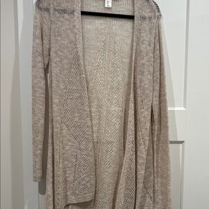 Max Studio Beige Open-Front Knit Cardigan